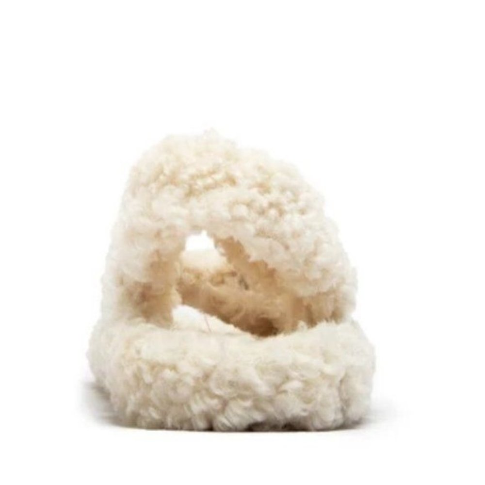 !! NEW !! Teddy Faux Sherpa Sandals in Cream - Picture 2 of 4